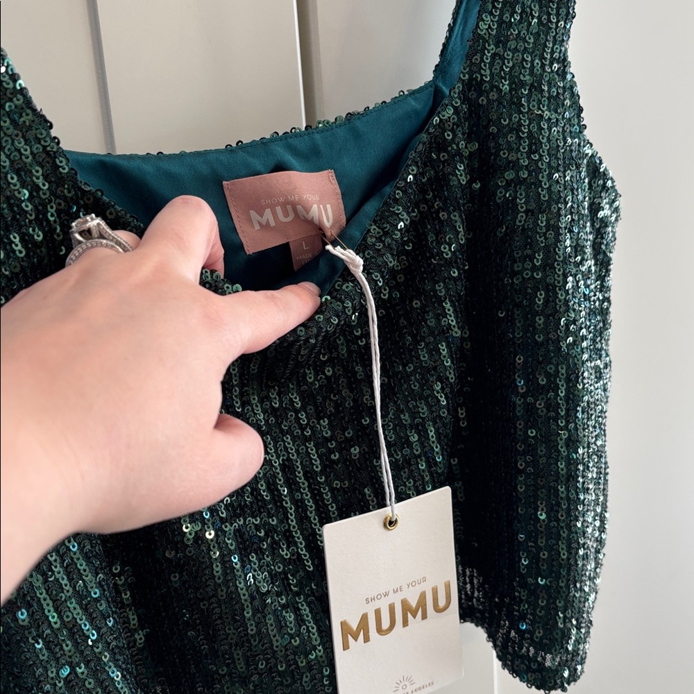 Show Me Your Mumu Emerald Sequin Crop Tank